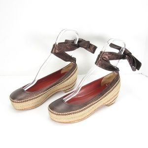 MARC BY MARC JACOBS BRONZE LEATHER PLATFORMS 38.5